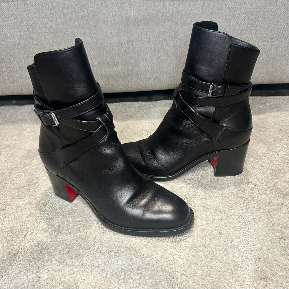 Christian Louboutin Karistrap Black Heeled Ankle Boots - Picture 3 of 10